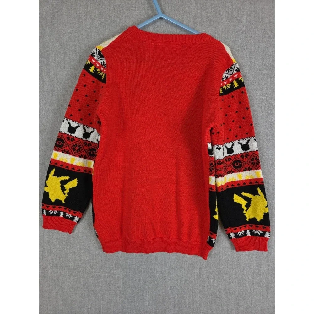 Pokemon Kids Sweater 5-6‎ Pikachu Happy Red Multi Fair Isle Festive Nordic